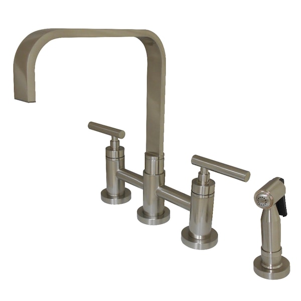 Manhattan 2-Handle Kitchen Faucet W/ Brass Side Sprayer, Nickel